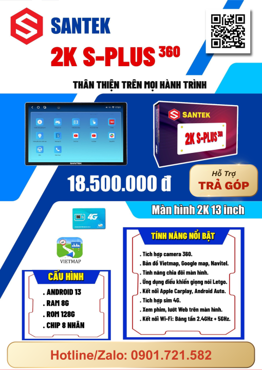 Santek S-Plus 13inch 2K Ultra có Camera 360 - Ảnh 2